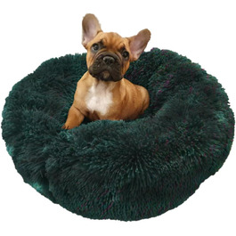 Ліжко для собак і котів Grand Filippo Fluffy 50 см, машинне прання, ручна робота, кругле, зелений, пухнасте