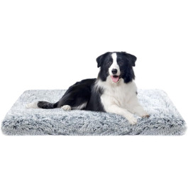 Лежанка для собак, м'яка, пухнаста, середнього розміру, Ombré-сірий, 100x60x10 см