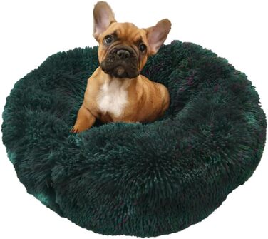 Ліжко для собак і котів Grand Filippo Fluffy 50 см, машинне прання, ручна робота, кругле, зелений, пухнасте