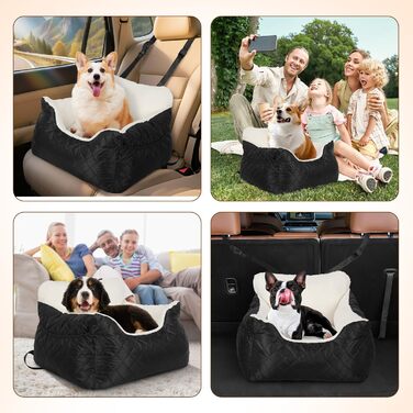 Автокрісло для собак Eikuavons, чорне, 47x47x21 см. З кишенями та шнуром для прив'язування. Підходить для маленьких собак