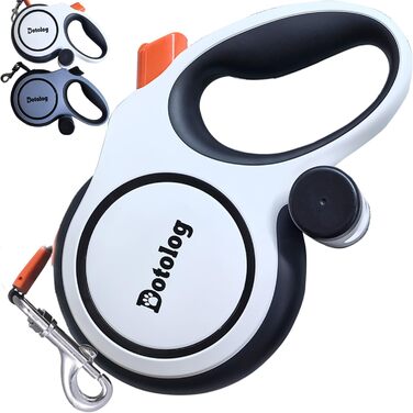 Еластична повідка для собак Dotolog, висувна, до 8 м, для собак середніх та великих порід (до 50 кг), чорна