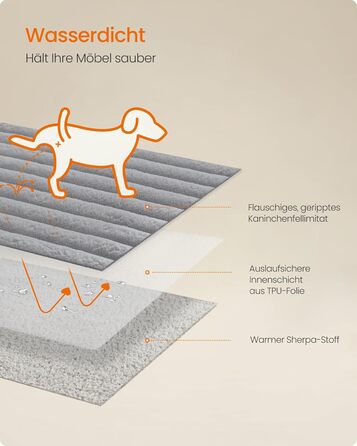 Водонепроникний килимок для собак Feandrea, XL (152 x 127 см), для великих та середніх собак, двосторонній, миючий, сірий та світло-сірий