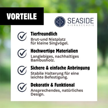 Будиночок для птахів Seaside No.64 - Vogelhaus з бамбука (темний) для малих птахів (синиць, зябликів, сніжників) - декор для дому та гніздовий будиночок на вулиці