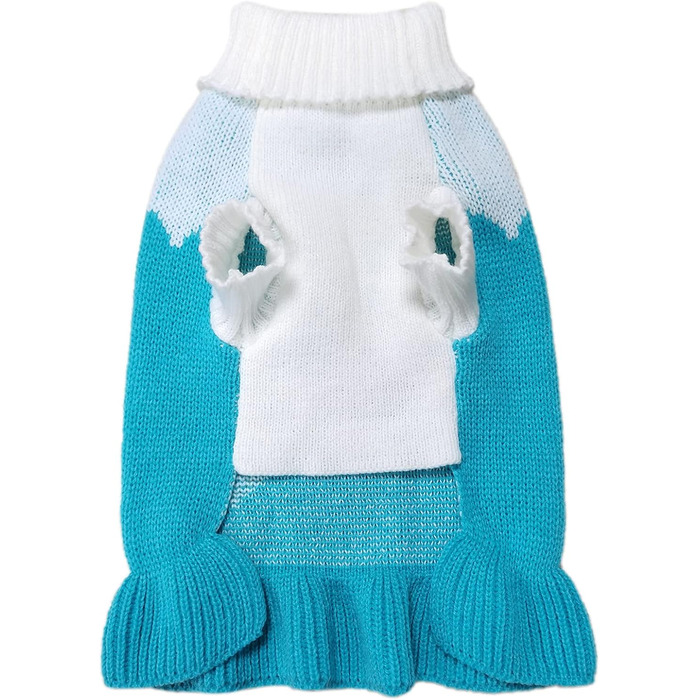 Пуловер для собак CHBORCHICEN, класичний в'язаний пуловер з коміром-горловиною, теплий зимовий одяг для цуценят, милий пуловер з малюнком 'полуниця' та 'серце' (M, Dress-Red1), сукня, небесно-блакитний (Small)