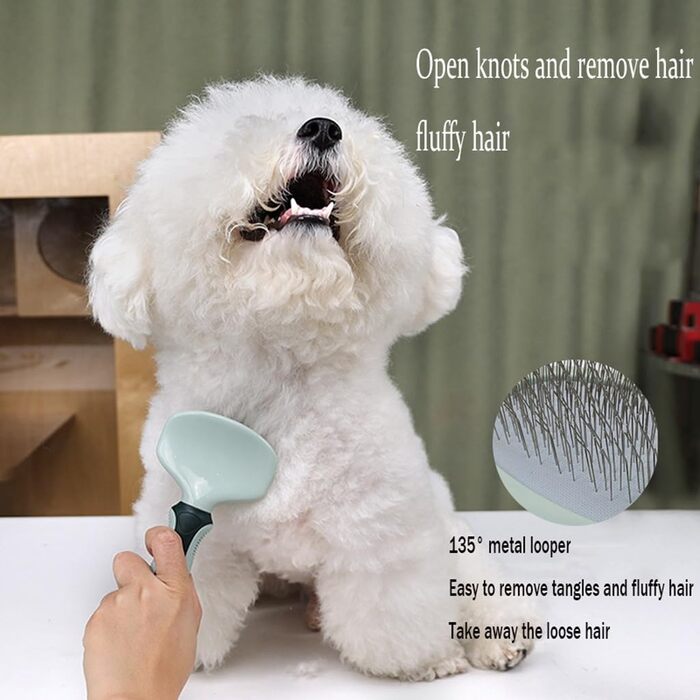 Набір для догляду за тваринами на 8 предметів для собак та котів: щітки від випадання шерсті, ванна щітка, щітка для вичісування, щітка для підшерстка, гребінець від бліх, ножиці для обрізання кігтів, сумка для аксесуарів 21*4*29 см, зелений