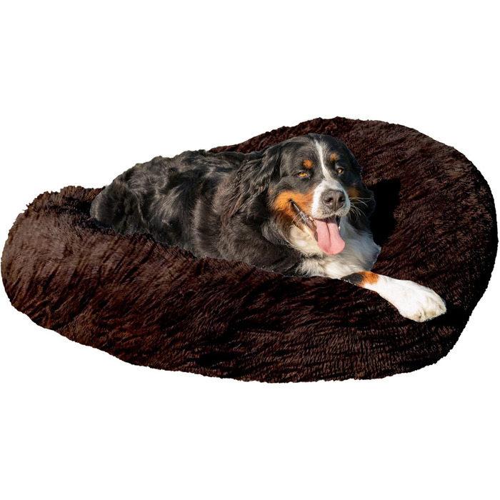 Кругле ліжко для собак та котів, коричневе, 120 см, ручної роботи, м'яке, миється в пральній машині