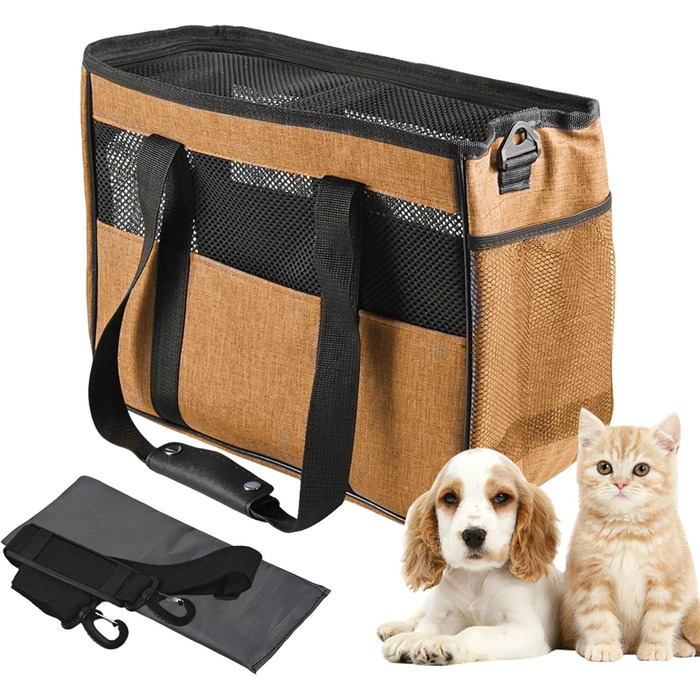 Сумка-переноска для собак та котів Ruwshuuk: багатофункціональна, з кишенями, для прогулянок, подорожей, кемпінгу (Помаранчевий)