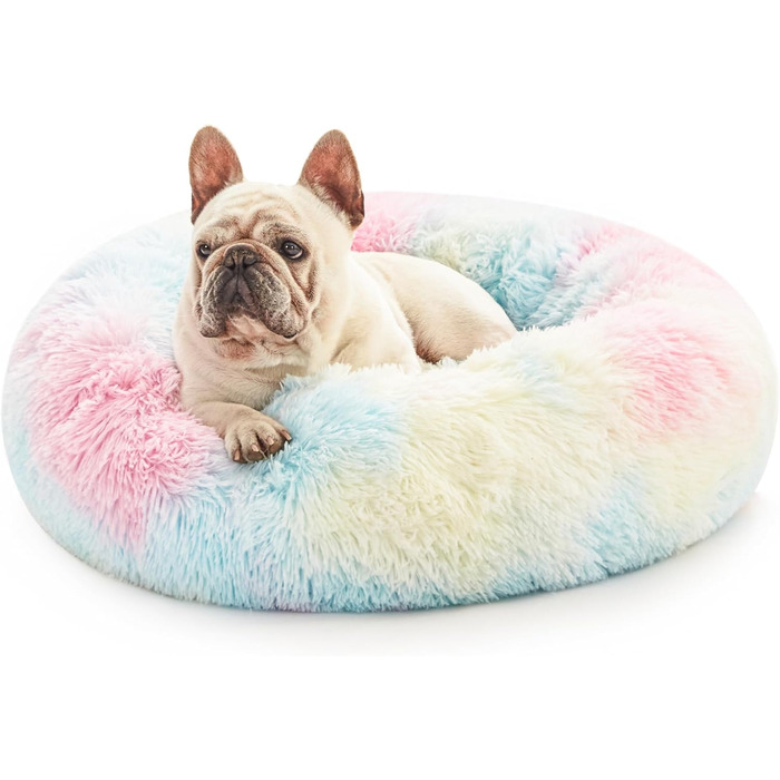 Кімната затишку Love's: ліжко для собак та котів, антистрес, кругленьке, з м'якого штучного хутра, миється, для малих та середніх тварин, сіре, 76.2 см