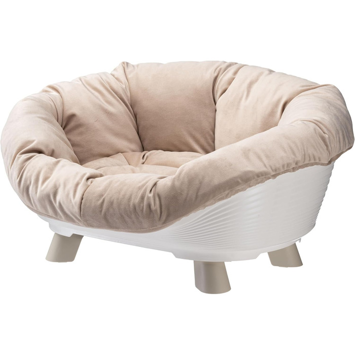 Підвищене ліжко для собак та котів Ferplast Throne, 64 x 48 x 29,5 см, біле, з подушкою, миється, антиковзаюче