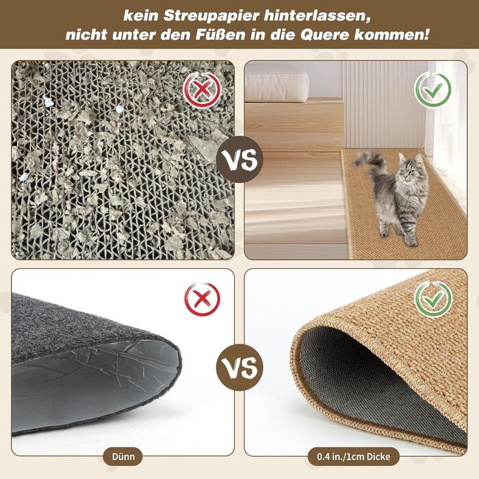 Килимок для дряпання котів FHTONGE 71x15.8 см, сизаль, для кріплення на стіну, сірий