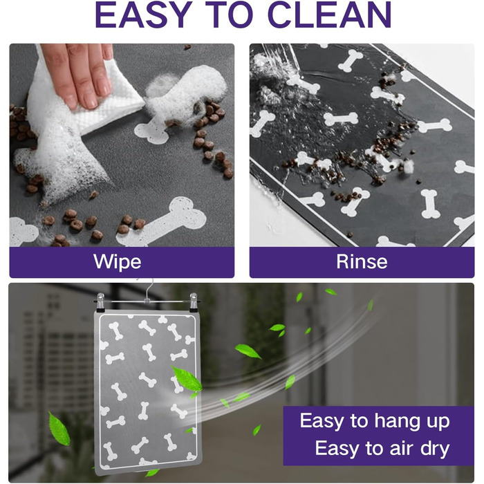 Килимок для годування собак і котів, 60x40 см, вбираючий, нековзний, великий, легко миється, швидко сохне (Світло-сірий)