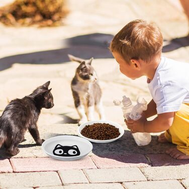 Набір мисок для котів на 6 місць - 6 мисок з кераміки та підставки, широкі миски для котів, що зменшують подразнення вусів, плоскі миски для кошенят та дрібних тварин