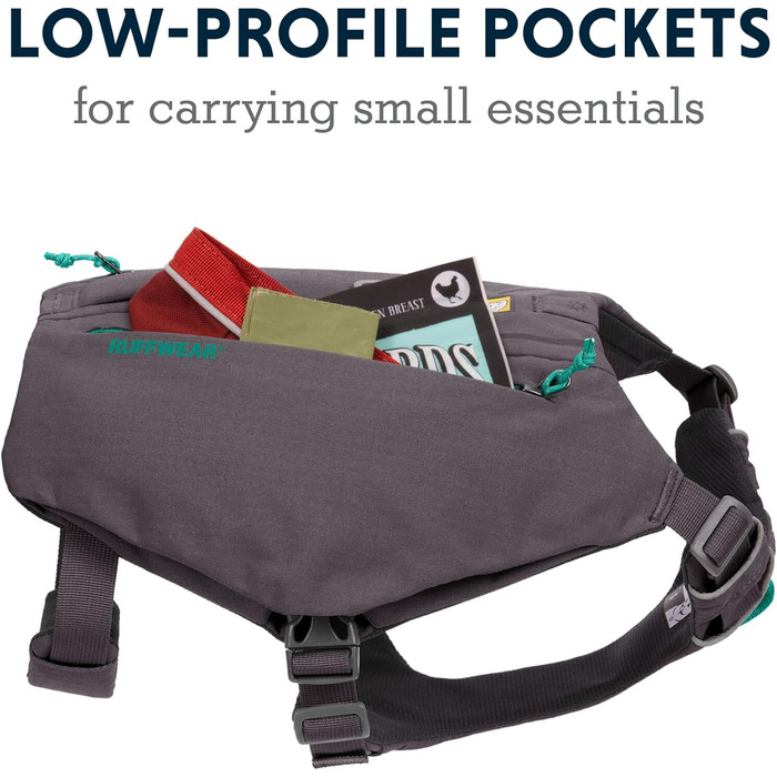 Шлея для собак RUFFWEAR Switchbak з кишенями, комфортна для прогулянок і подорожей, для малих порід, сірий граніт