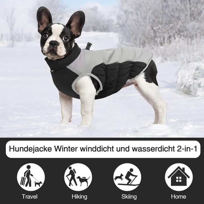 Тепла жилетка для собак Aiboria на зиму, чорна, без рукавів, з нагрудником, розмір XXL