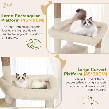 Комплекс для котів Globlazer Beige 189 см з будиночком, платформами та іграшками для великих котів