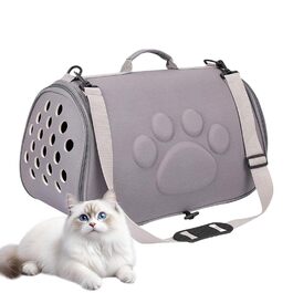 Транспортна сумка для кота Weiche Katzen - переноска для тварин на плечі сірого кольору | для подорожей, відпочинку, в літак, на дачу, до ветеринара