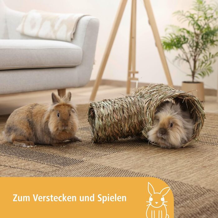 Тунель для гризунів Kerbl Pet, 2-шт., натуральна трава, Ø18x24см + Ø24x30см