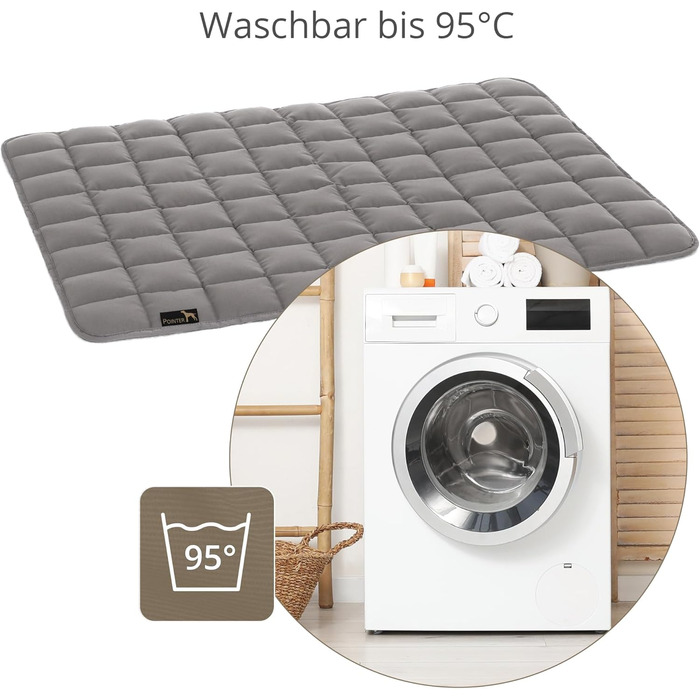Pointer Лежак для собак 80x60 см, м'який та міцний, машинне прання до 95°C, універсальний килимок для підлоги або захисту дивану, підходить для вулиці, світло-сірий