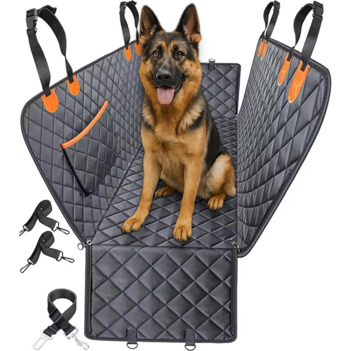 Захист для заднього сидіння авто для собак - водовідштовхувальний, стійкий до подряпин, нековзний, миючий - матеріал Oxford - захист для собак в автомобілі з бічним захистом - 141x134 см - підходить для SUV та легкових автомобілів DElightX