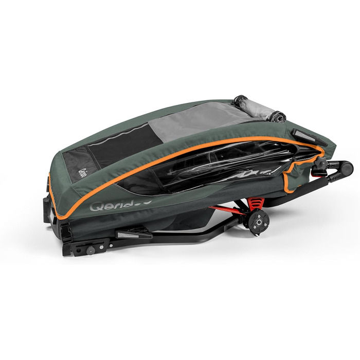 Qeridoo Lynix 2 Forest Green - Причіп для велосипеда 2 дітей з підвіскою та ременями безпеки | Дитячий велопричіп-візок | Qeridoo