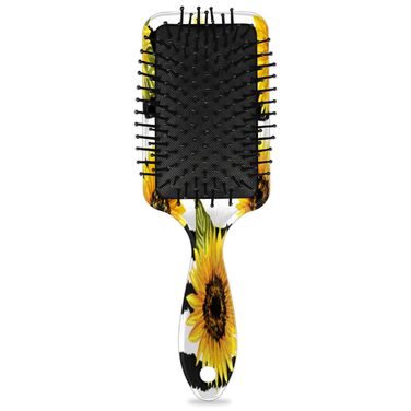 Щітка для волосся з акварельним малюнком собак, нейлонові щетинки для густого, кучерявого, тонкого, довгого, короткого, мокрого або сухого волосся, надає блиск та безпечна для волосся (квітковий малюнок соняшників)