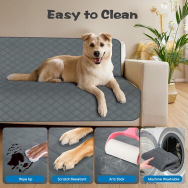 Водонепроникний коврик для собак Nobleza, захист дивану та ліжка, для подорожей, 178 x 76 см, сірий