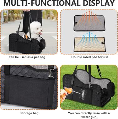 Автомобільний лежак для собак, середньорозмірних та маленьких, з ременями безпеки та регульованою подушкою