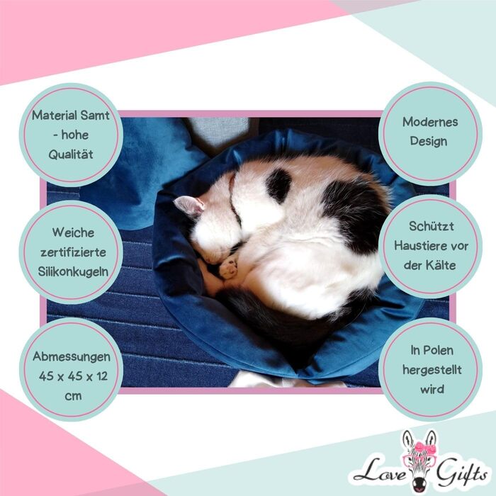 М'яке лежанка-подушка для собак Love Gifts® | Підходить для середніх та маленьких собак | Ортопедична лежанка | М'яке ліжко-подушка (Блакитний)