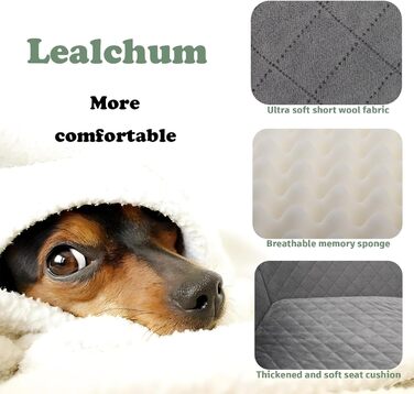 Автокрісло для собак великих порід, м'яка тканина, автоліжко для тварин, піна з пам'яті, 2 страхувальні ремінці, чорно-червоний колір, великий розмір