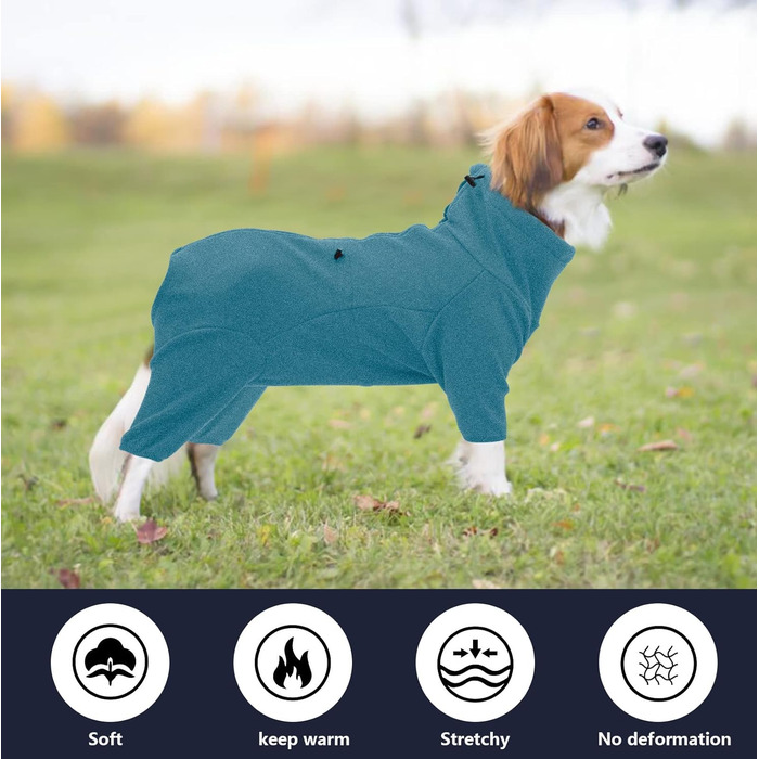 Теплий флісовий халат для собак, цільнотілий, з чотирма лапами, з регульованим капюшоном та блискавкою, зимовий одяг, ідеально підходить для собак в приміщенні та на вулиці, для маленьких, середніх та (XXX-Large, сірий)