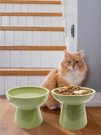Підвищена миска для котів LoeJan, зелена, 2 шт.