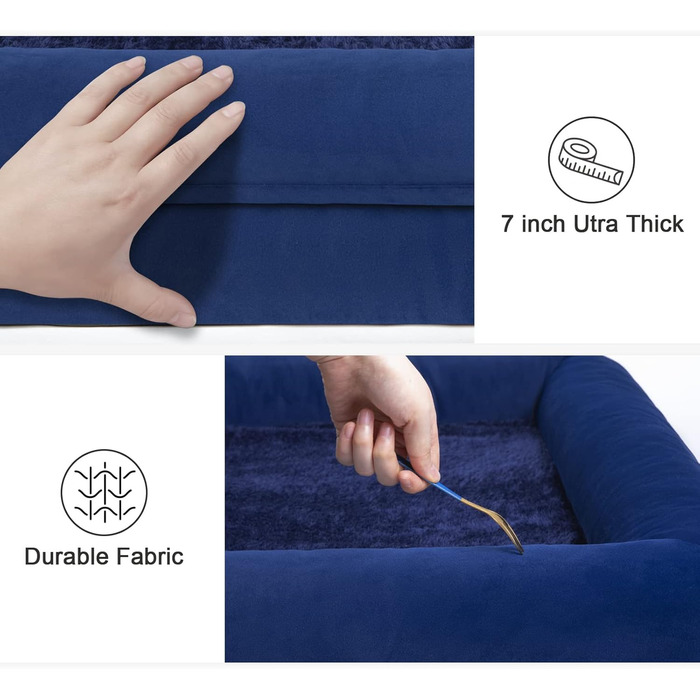 Ортопедичне ліжко для собак XL, великих порід, знімний валик для шиї, водонепроникне, рожеве, 114x89x19 см