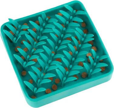 Силіконова килимок для собак PEGGY11, 28×28 см, Slow Feeder, антиковзаюча, легка у чищенні, з 3D-дизайном трави