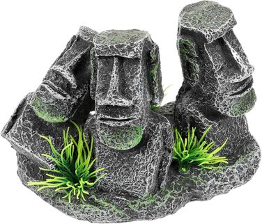 Декорація для акваріума Moai – голова острова Пасхи, скульптура Ahu Akivi, укриття для риб, прикраса для прісноводного та морського акваріума, ландшафтний орнамент, бренд minkissy