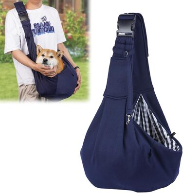 Сумка-переноска для тварин, регульована переноска для собак, реверсивна переноска для маленьких собак до 7 кг, переноска для собак, переноска для собак для прогулянок та активностей на відкритому повітрі (Темно-синій)