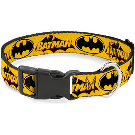Пластиковий нашийник Buckle Down з вінтажним логотипом Batman і сигналом кажана, жовтий