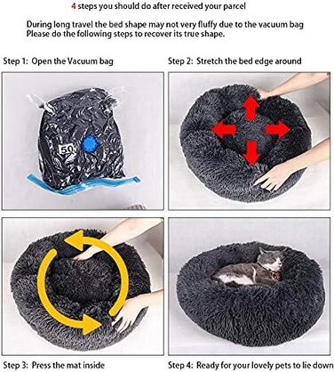 М'яке ліжко для собак та котів Haoye, кругла подушка для домашніх тварин, ліжко-бублик, миється, м'яке ліжко для собак та котів (діаметр 50-120 см / 7 розмірів), діаметр 70 см (Хакі, 120 см)