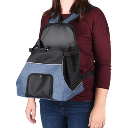 Сумка для собак Bauchtrage Sybil, 29x23x38 см, поліестер, блакитна – з підсилювачем спини, світловідбивачами, знімним дном та страховою пов'язкою