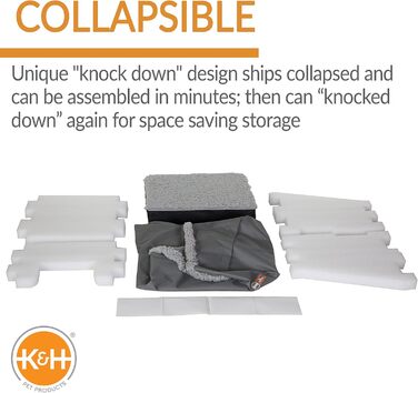 Підвищення для собак та котів K&H Pet Products, складна конструкція, сірий колір, розмір L