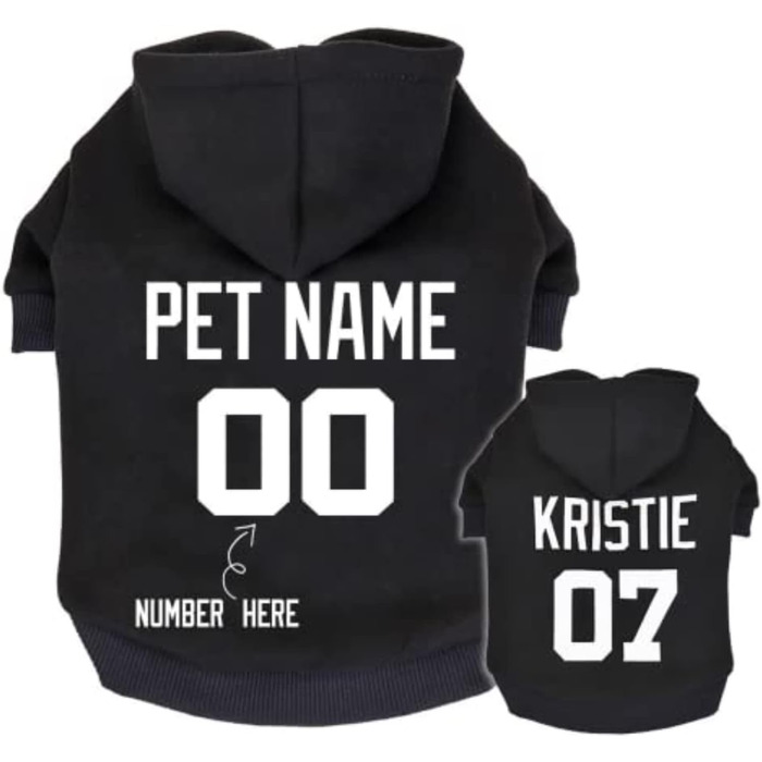 Персоналізований пуловер з капюшоном для собак, з іменем та номером, зимовий одяг для собак