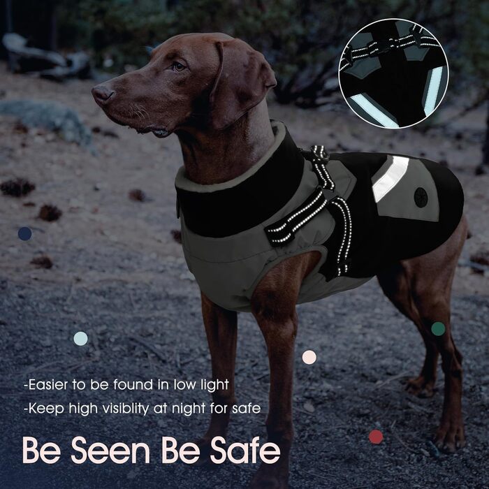 Зимовий теплий намет для собак IECOii, чорний, XL, водонепроникний, з блискавкою, флісовий костюм для великих собак (Бігль, Кокер Спаніель, Бордер Коллі), обхват грудей 76 см