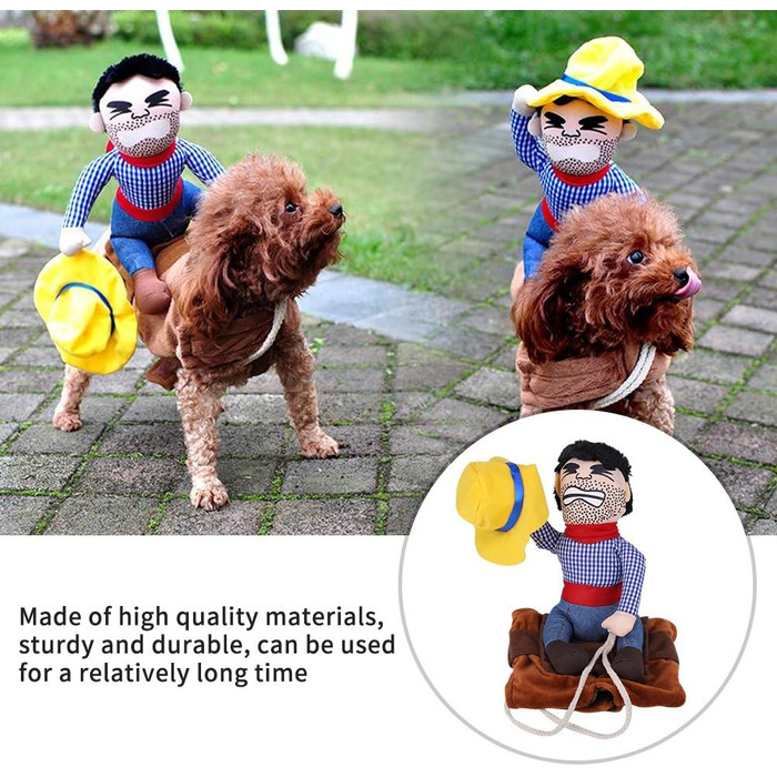 Костюм для собак: Веселий ковбой, костюм для коня, костюм для собак, костюм лицаря, з маскою та капелюхом для Хелловіну, косплей, вечірка (L)