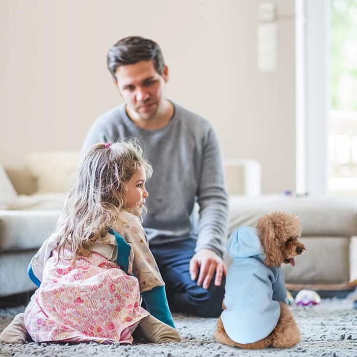 Теплий пуловер з капюшоном для собак, чіхуахуа, маленьких собак, халатик для тварин, одяг для цуценят (L, світло-блакитний)