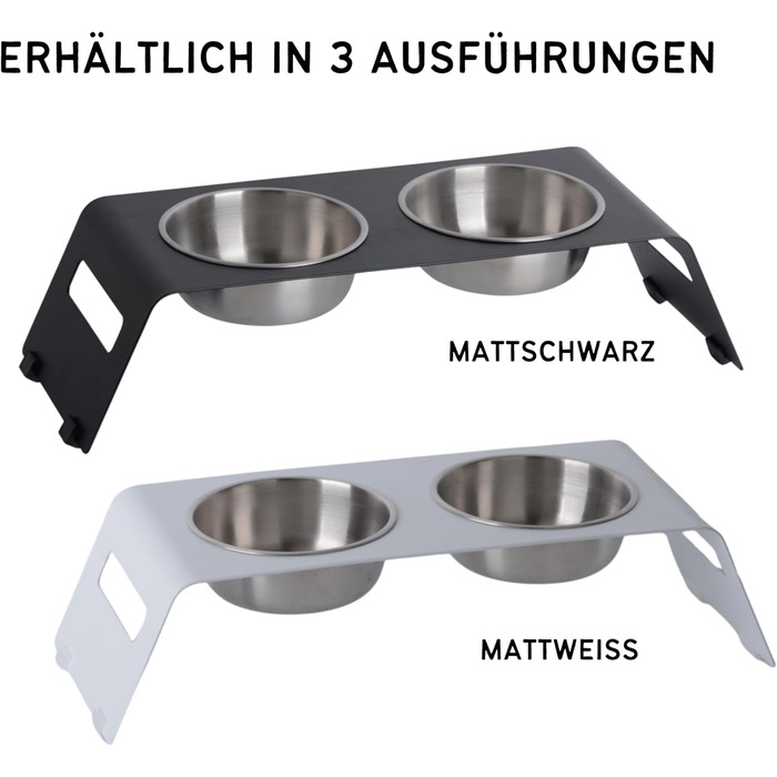 Підвищена годівниця для котів PETLINUS: керамічний та металевий набір, зручна годівниця для котів та маленьких собак, чорна