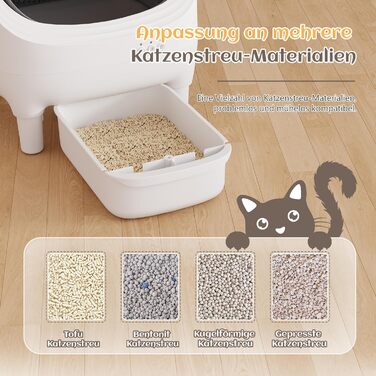 Автоматичний лоток для котів JUMMICO з самоочищенням, з керуванням через додаток, 12л, XXL, відкритий дизайн, безпека для котів 1,5-15кг