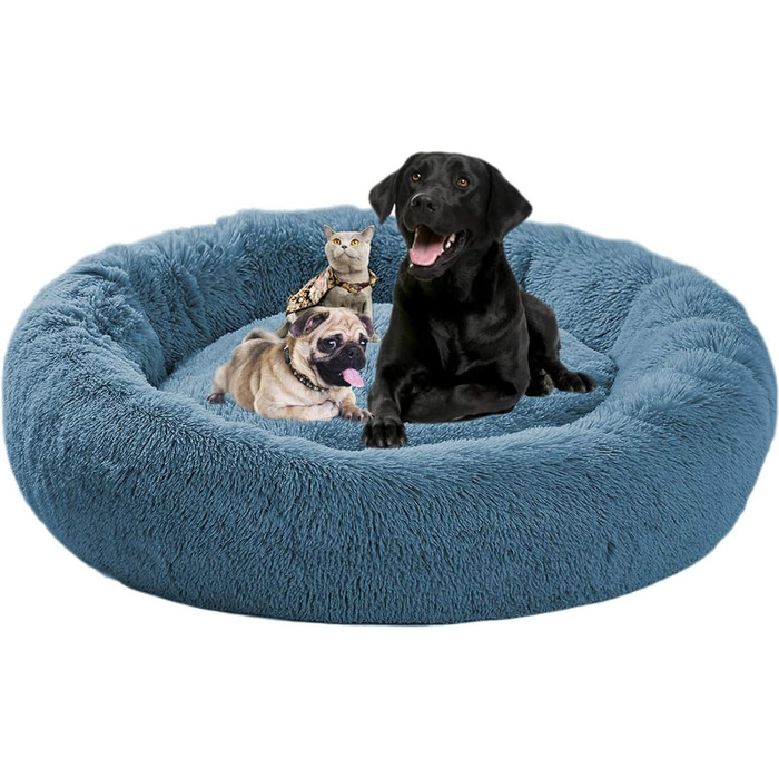Крісло-лежанка для собак великих порід, XL, плюш, 110/120 см, ортопедичне, для собак середніх та маленьких порід, 80/100 см, миється (80 см, блакитний)