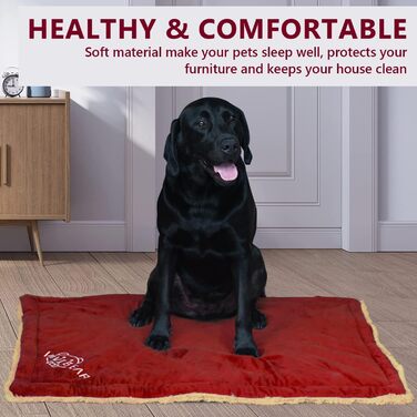 Килимок для собак Comfy, великі породи - миючий, плюшевий, стильний, лежанка для собак, ковдра, двосторонній (110x70 см) - 2 шт (червоний)