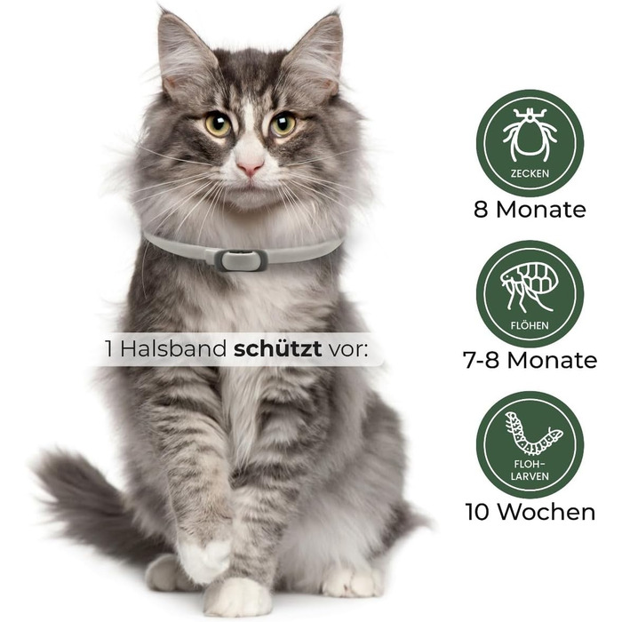 Захисний нашийник від бліх та кліщів Animal Vita® для котів - 100% натуральні інгредієнти, водонепроникний, надійний захист