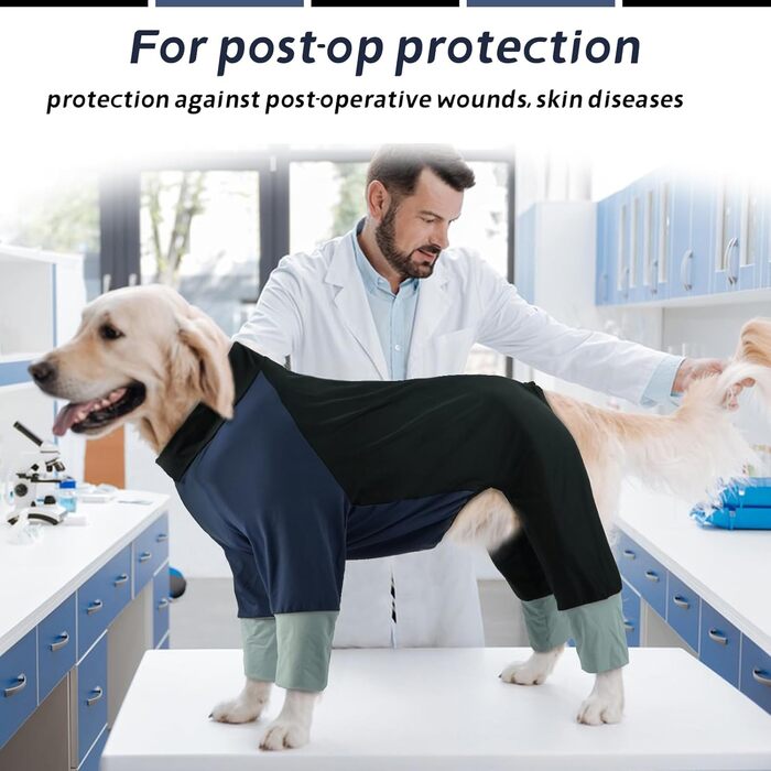 Піжама для собак Hjumarayan, чорна, L - зручний комбінезон для собак після операції та для прогулянок