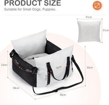 Автокрісло для собак Cinnani - зручне та безпечне автокрісло для маленьких собак з кишеньками та знімним килимком